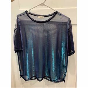 Urban Outfitters holographic mesh t-shirt
